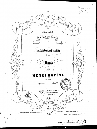 Ravina - Fantaisie élégante - Score