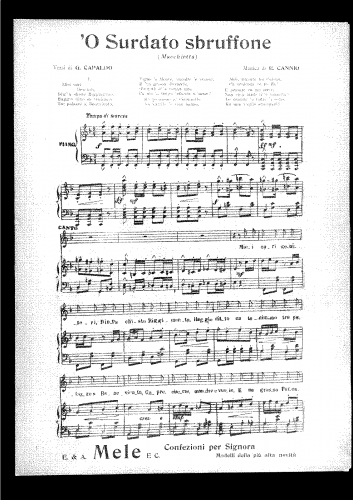 Cannio - 'O surdato sbruffone - Score