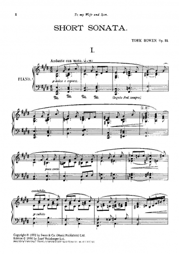 Bowen - 3 Piano Pieces, Op. 35 - 1. Short Sonata