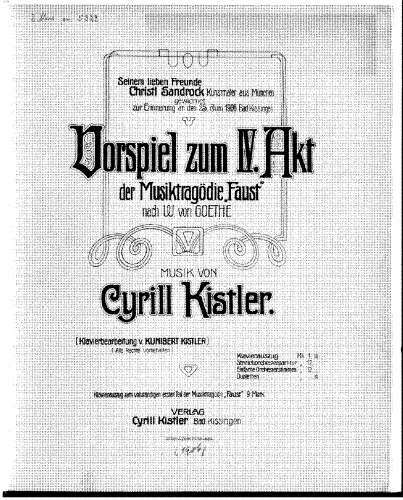 Kistler - Faust 1.Teil - Act IV. Vorspiel. - Score