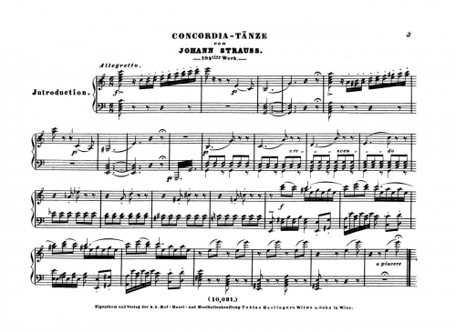 Strauss Sr. - Concordia-Tänze, Op. 184 - For Piano solo - Score