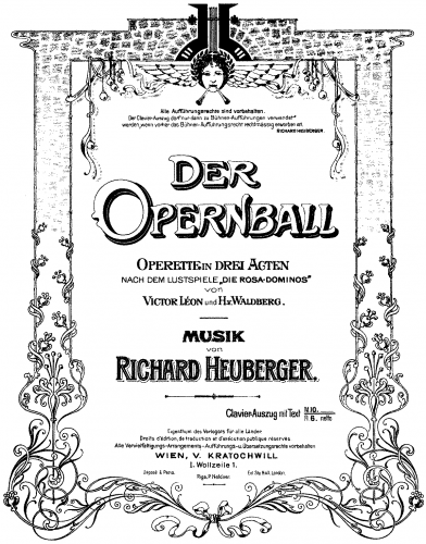 Heuberger - Der Opernball - Vocal Score - Score