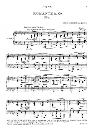 Bowen - 3 Piano Pieces, Op. 35 - 2. Romance