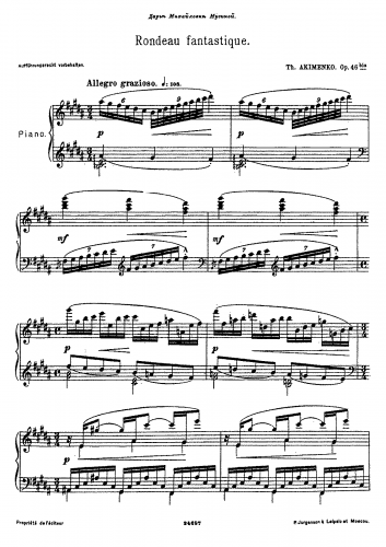 Akimenko - Rondeau fantastique, Op. 46b - Score
