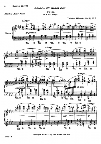 Akimenko - 5 Morceaux, Op. 55 - 5. Valse