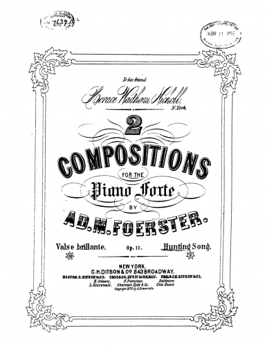 Foerster - 2 Compositions - Piano Score - 2. Hunting Song.