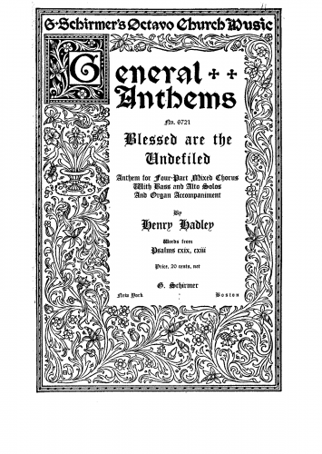 Hadley - Blessed Are The Undefiled - Vocal Score