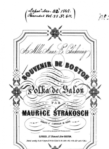 Strakosch - Souvenir de Boston - Piano Score - Score