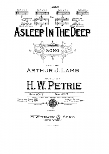 Petrie - Asleep in the Deep - Score