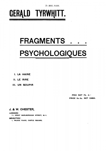 Tyrwhitt - Fragments psychologiques - Score