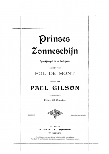 Gilson - Prinses ZonneschijnLa princesse Rayon de Soleil - Vocal Score - Score