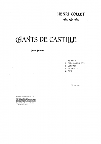 Collet - Chants de Castille, Op. 42 - Score