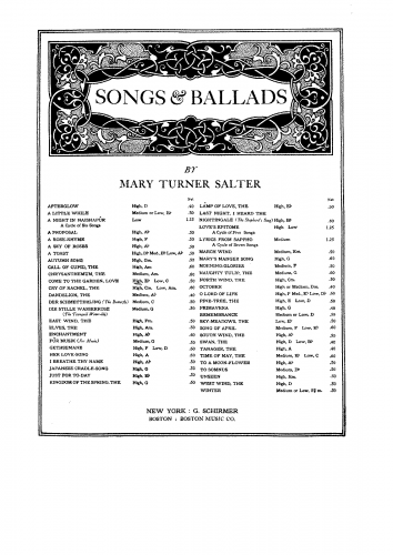 Salter - Songs of the garden - "Come to the garden, Love."