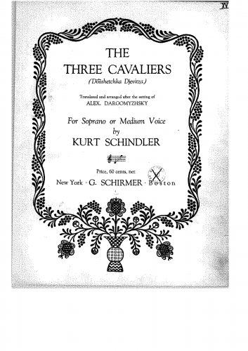 Dargomyzhsky - The three cavaliers - For Voice and Piano (Schindler) - Score