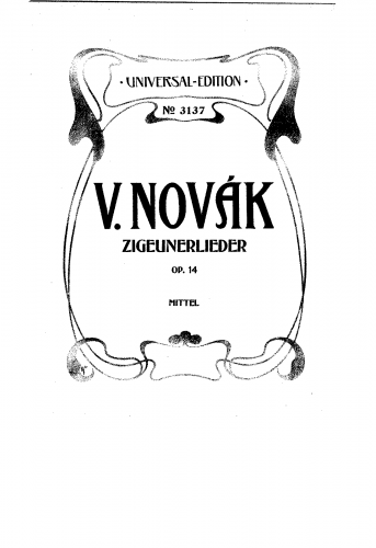 Novák - Zigeunerlieder, Op. 14 - Score