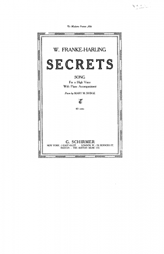 Franke Harling - Secrets - Score