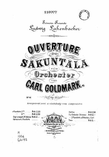 Goldmark - Sakuntala - Score