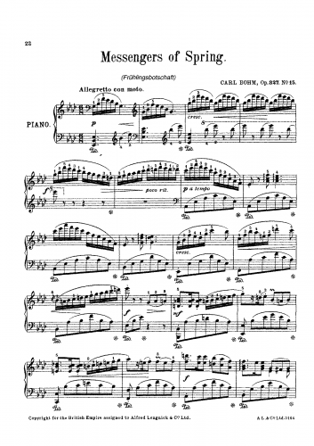 Bohm - Salon-Kompositionen - Piano Score - No. 15. Frühlingsbotschaft (Messenger of Spring)