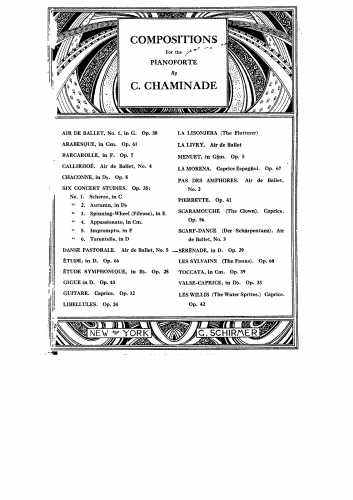 Chaminade - Sérénade, Op. 29 - Piano Score - Piano Score