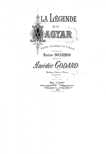 Godard - La légende de Magyar - Vocal Score - Score
