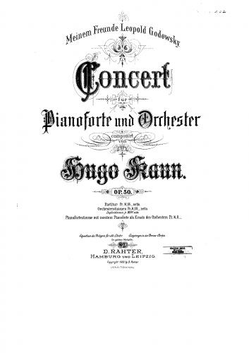 Kaun - Piano Concerto No. 1, Op. 50 - Score