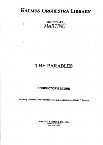MartinÅ¯ - The Parables, H. 367 - Score