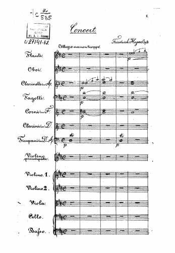 Hegar - Violin Concerto - Score