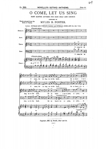 Foster - O come, let us sing - Vocal Score