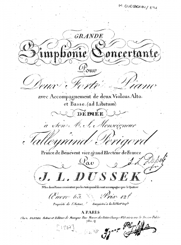 Dussek - Concerto for 2 Pianos - For 2 Pianos and String Quartet