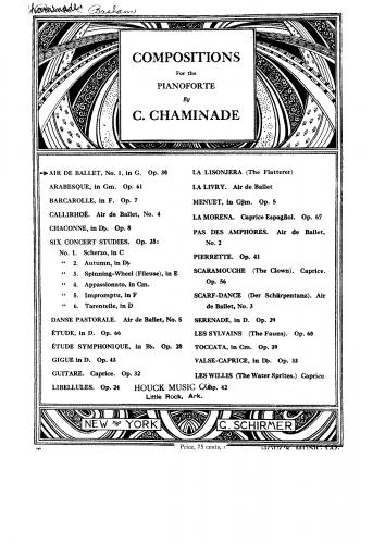 Chaminade - Air de Ballet, Op. 30 - Piano Score - Score