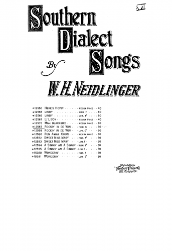 Neidlinger - Southern Dialect Songs - Rockin' in de win' - Complete Score