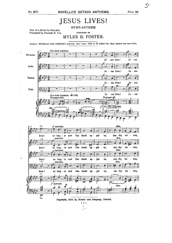 Foster - Jesus Lives! - Vocal Score