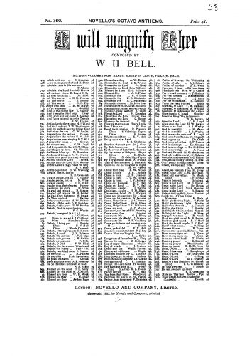 Bell - I Will Magnify Thee, O Lord - Score