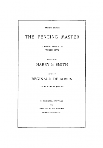 De Koven - The Fencing Master - Vocal Score - Score