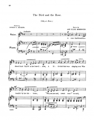 Horrocks - The Bird and the Rose - For Alto or Bass (D major)