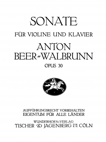 Beer-Walbrunn - Violin Sonata - Scores and Parts