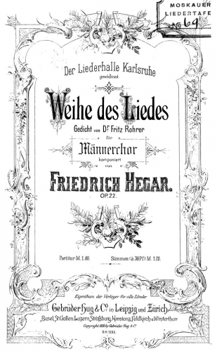 Hegar - Weihe des Liedes - Score