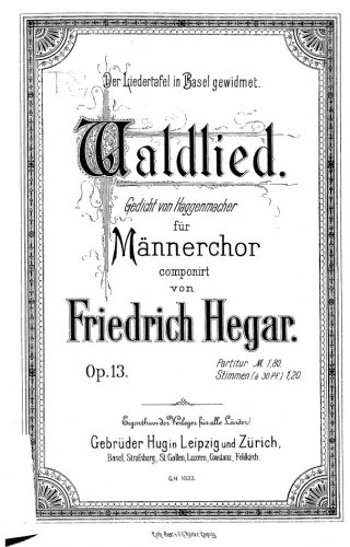 Hegar - Waldlied - Score