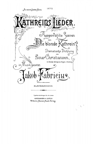 Fabricius - Kathreins Lieder - Score