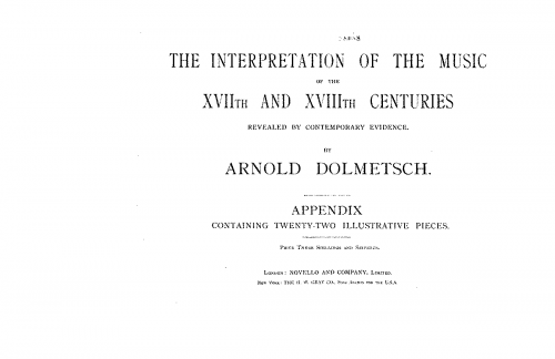 Dolmetsch - The Interpretation of the Music of the 17th and 18th Centuries - Score