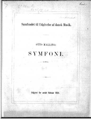 Malling - Symphonie - For Piano 4 Hands (Composer) - Score