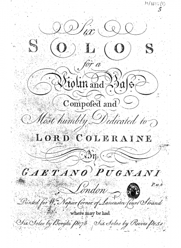 Pugnani - 6 Violin Sonatas, Op. 8 - Scores - Score