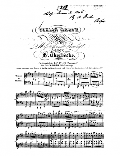 Thorbecke - Texian March - Piano Score - Score