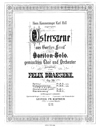 Draeseke - Osterszene aus Goethe's 'Faust' - Vocal Score - Score