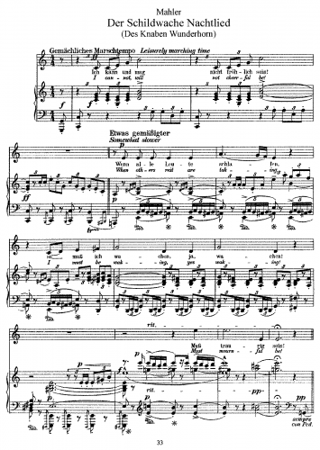 Mahler - Des Knaben Wunderhorn - Vocal Score ''Humoresken'' collection (12 songs), 1899 - Volume 1