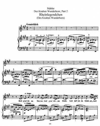 Mahler - Des Knaben Wunderhorn - Vocal Score ''Humoresken'' collection (12 songs), 1899 - Volume 2