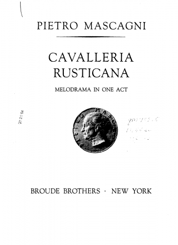 Mascagni - Cavalleria rusticana - Score