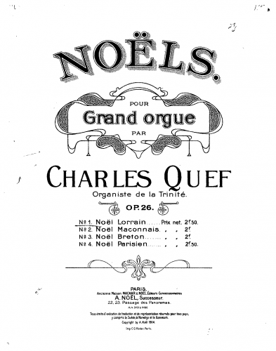 Quef - 4 Noëls, Op. 26 - Score