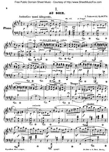 Paderewski - Album de Mai, Op. 10 - Score