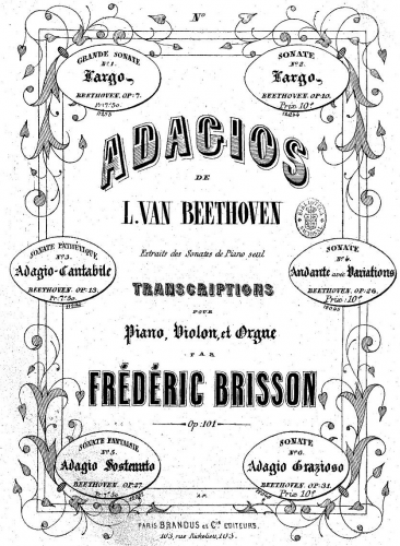 Brisson - Adagios de Beethoven - Scores and Parts